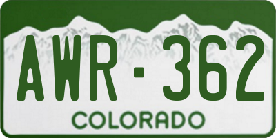 CO license plate AWR362