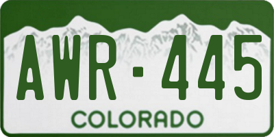 CO license plate AWR445