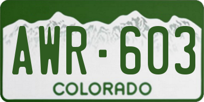 CO license plate AWR603