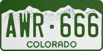 CO license plate AWR666
