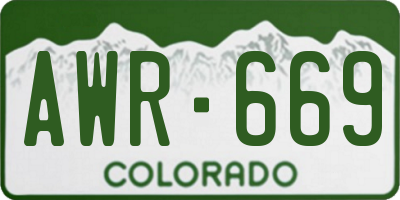 CO license plate AWR669