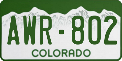 CO license plate AWR802