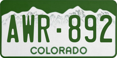 CO license plate AWR892