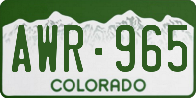 CO license plate AWR965