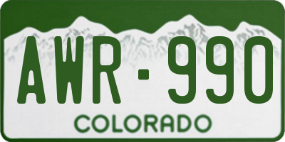 CO license plate AWR990