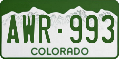 CO license plate AWR993