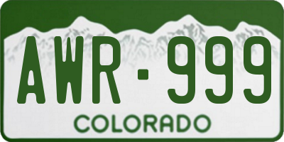 CO license plate AWR999