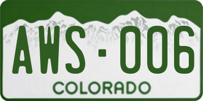 CO license plate AWS006