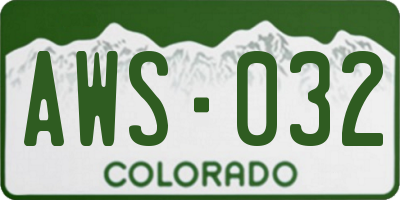 CO license plate AWS032