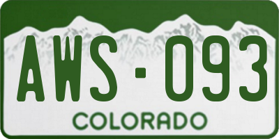 CO license plate AWS093