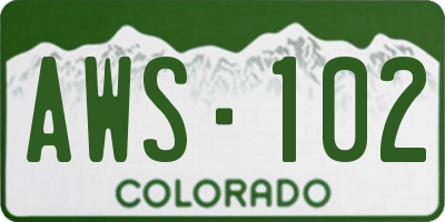 CO license plate AWS102