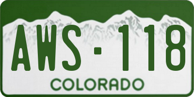 CO license plate AWS118