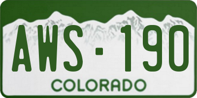 CO license plate AWS190