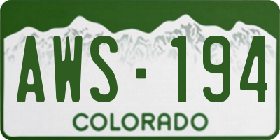 CO license plate AWS194