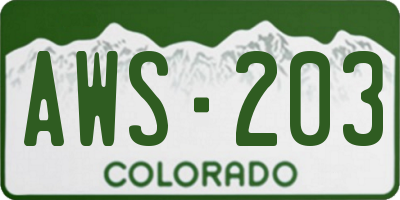 CO license plate AWS203