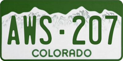 CO license plate AWS207