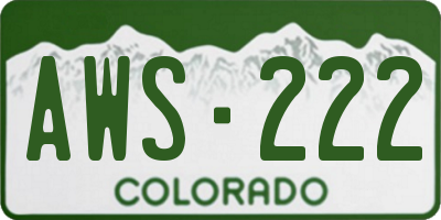 CO license plate AWS222