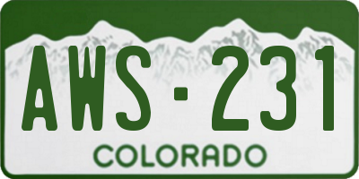 CO license plate AWS231
