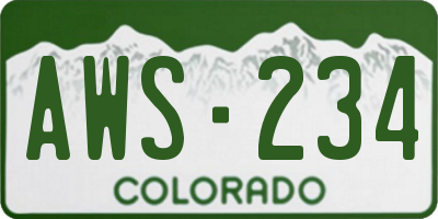 CO license plate AWS234