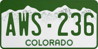 CO license plate AWS236