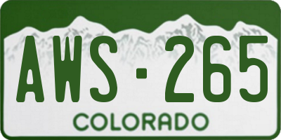 CO license plate AWS265