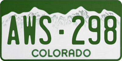 CO license plate AWS298