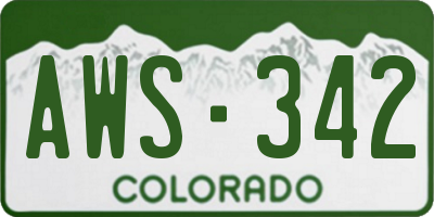 CO license plate AWS342