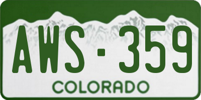 CO license plate AWS359