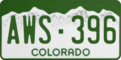 CO license plate AWS396