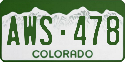 CO license plate AWS478