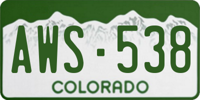 CO license plate AWS538