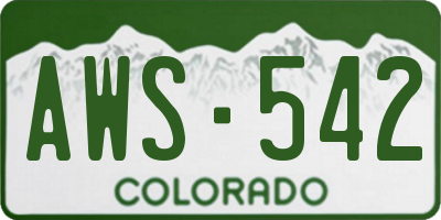 CO license plate AWS542