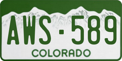 CO license plate AWS589