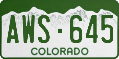 CO license plate AWS645