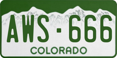 CO license plate AWS666