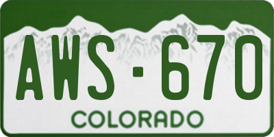 CO license plate AWS670