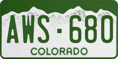 CO license plate AWS680