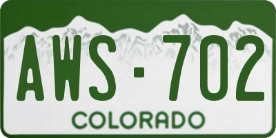 CO license plate AWS702