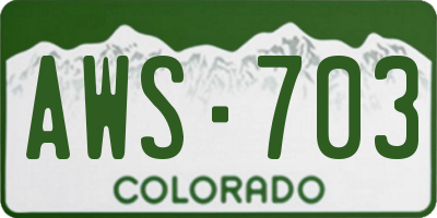 CO license plate AWS703