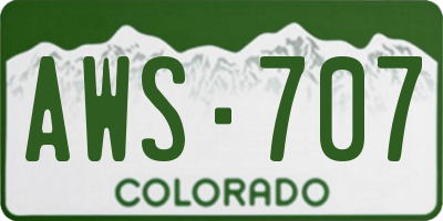 CO license plate AWS707