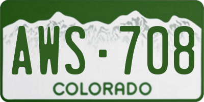 CO license plate AWS708
