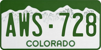 CO license plate AWS728