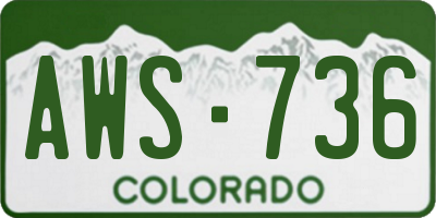 CO license plate AWS736