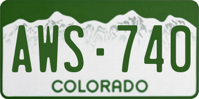 CO license plate AWS740