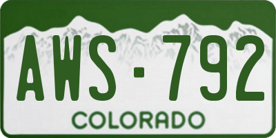 CO license plate AWS792