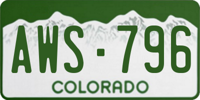CO license plate AWS796