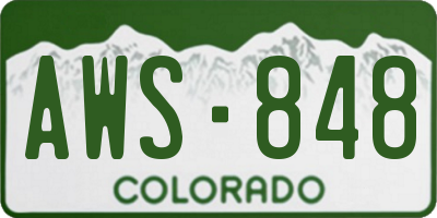 CO license plate AWS848