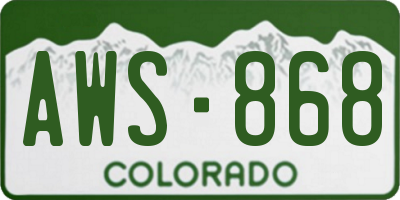 CO license plate AWS868