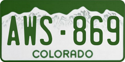 CO license plate AWS869