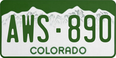 CO license plate AWS890